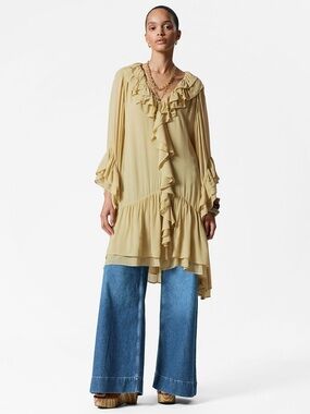 NWT & Other Stories Flounced Mini Dress in Yellow